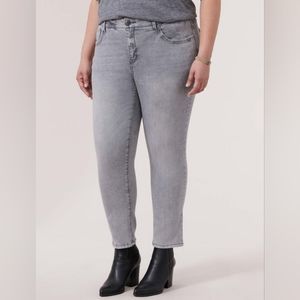 NWT DEMOCRACY AB SOLUTION GREY HIGH RISE VINTAGE SKINNY JEANS W GLITTER STON…